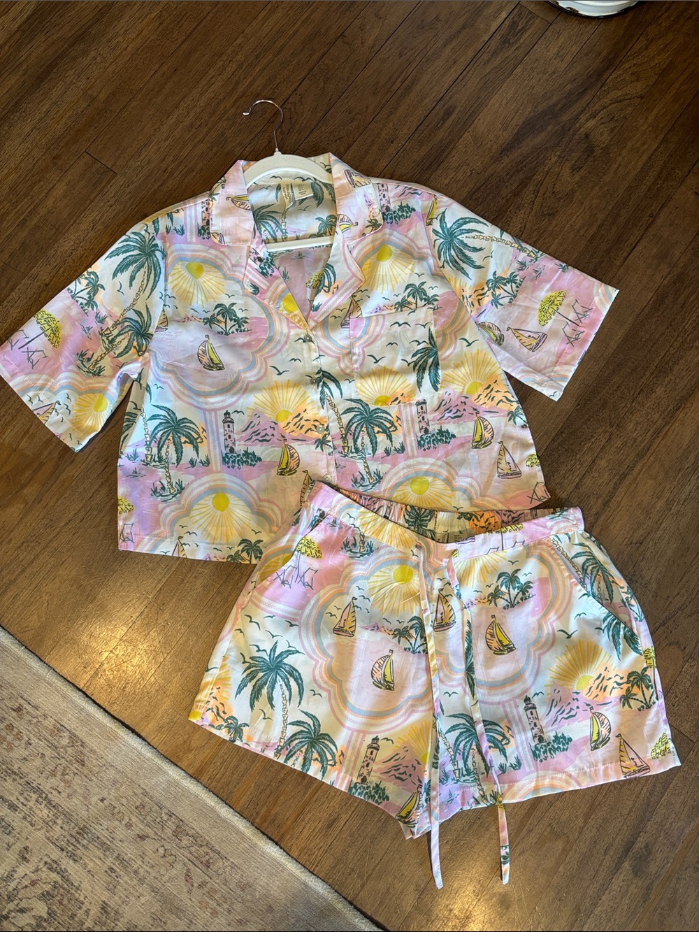 Cynthia Rowley Pink Tropical Short Pajama Set